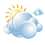 Mostly cloudy
