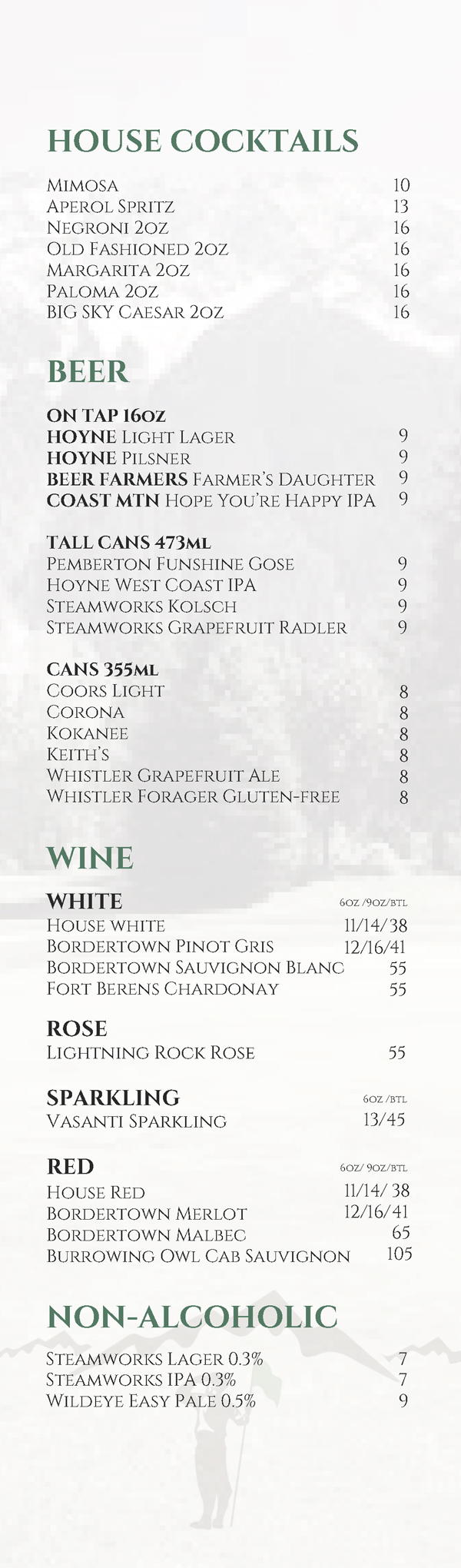 fescues drink menu